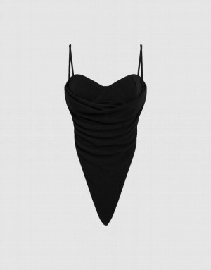 Urban Revivo Off-Shoulder Women's Camisole Black | XQMWOLD-69