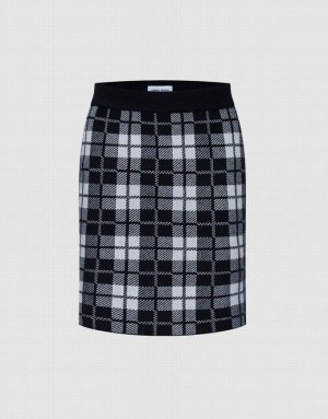 Urban Revivo Plaid Knit Women's Skirts Grey | KYOABHG-14