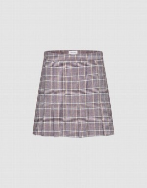 Urban Revivo Plaid Mini A-Line Women's Skirts Grey | BPANQSW-24