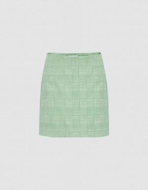 Urban Revivo Plaid Pattern Mini Women's Skirts Mint | IDSWULM-85