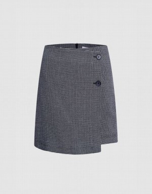 Urban Revivo Plaid Wrap Mini Women's Skirts Grey | TZUPEQG-98