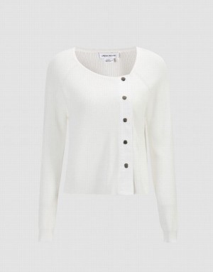 Urban Revivo Plain Button Up Women's Cardigan White | WSXGBKM-83