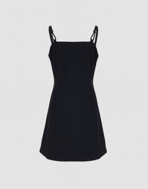 Urban Revivo Plain Cami Women's Denim Dress Black | YXTPOZU-56