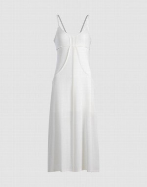 Urban Revivo Plain Cami Women's Knitted Dress White | HSRCOWV-93