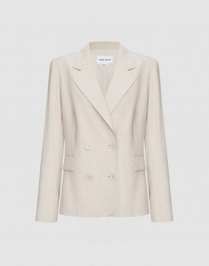 Urban Revivo Plain Double Breasted Women's Blazers Khaki | WATFDVH-47