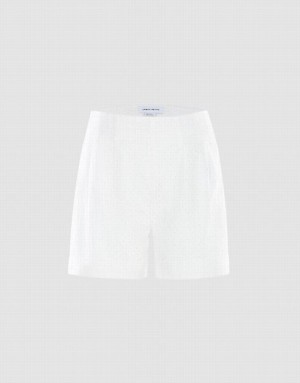 Urban Revivo Plain Eyelet Women's Shorts White | EWSJNYH-92