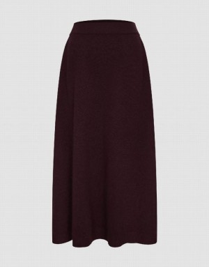 Urban Revivo Plain Knitted Midi Women's Skirts Brown | GOYVZEP-20