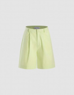 Urban Revivo Plain Women's Shorts Green | JVDBQAY-81