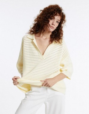 Urban Revivo Pointelle Knitted Top Women's Cardigan White | DWGNIJF-63