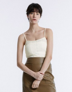 Urban Revivo Pointelle Knitted Women's Camisole White | BVGDINE-93