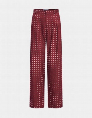 Urban Revivo Polka Dot Wide Leg Women's Pants Red | RVSDNHQ-45