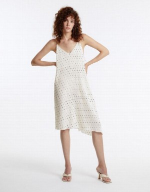 Urban Revivo Polka Dotted Strappy Women's Casual Dress White | IYTNQSC-06