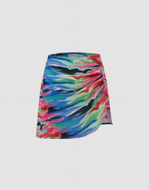 Urban Revivo Printed Asymmetric Mini Women's Skirts Multicolor | PMWOYTX-37