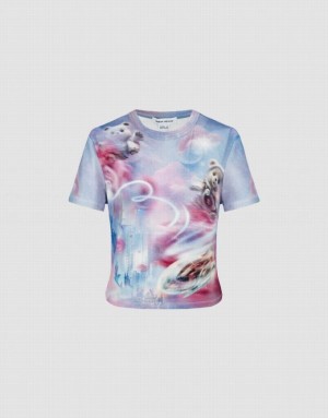 Urban Revivo Printed Crew Neck Skinny Women's T-Shirts Multicolor | VFGAHYT-08