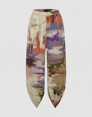 Urban Revivo Printed Elastic Waist Carrot Fit Women's Pants Multicolor | ISAEJYV-23