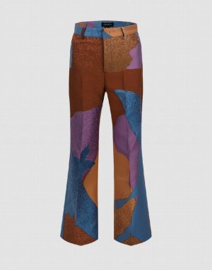 Urban Revivo Printed Flare Women's Pants Blue | EVUHRPO-61