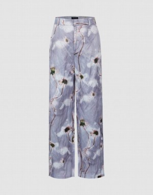 Urban Revivo Printed Straight Women's Pants Light Grey | YVQSNDZ-01