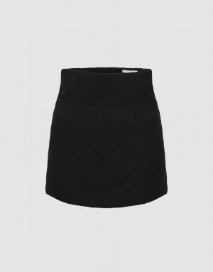 Urban Revivo Quilted Mini A-Line Women's Skirts Black | XEHMNFI-04