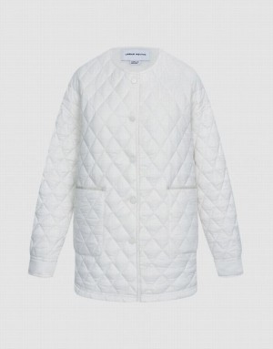 Urban Revivo Quilted Statement Collar Winter Women's Coats White | YCKNDZS-79