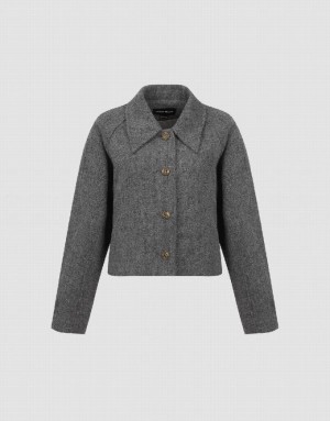 Urban Revivo Raglan Sleeve Woolen Women's Jacket Grey | JFGIXVS-19