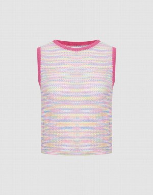 Urban Revivo Rainbow Knitted Women's Tank Top Multicolor | PZCNSEI-57