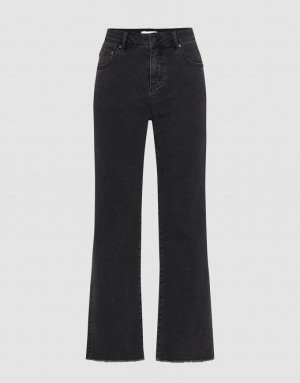 Urban Revivo Raw Hem Straight Women's Jeans Dark Grey | RYMTBLE-84