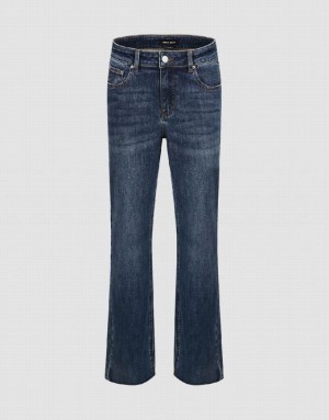 Urban Revivo Raw Hem Straight Women's Jeans Blue | VRDTPQG-04