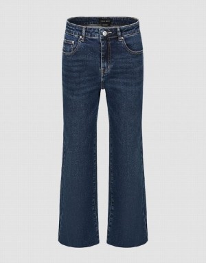 Urban Revivo Raw Hem Straight Women's Jeans Blue | YHBRLAG-87