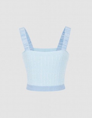 Urban Revivo Ribbed Knit Women's Camisole Blue | OMTDYGZ-72