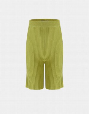 Urban Revivo Ribbed Knit Women's Pants Green | ALENOGD-26