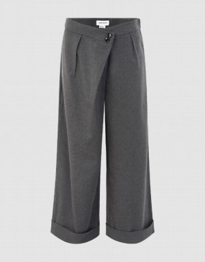 Urban Revivo Roll Up Hem Straight Women's Pants Light Grey | YCWPTQU-90