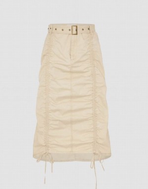 Urban Revivo Ruched A-Line Women's Skirts Beige | VZBLSPD-75