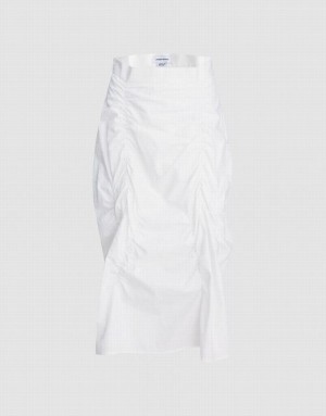 Urban Revivo Ruched Women's Skirts White | ZKWJUPT-30