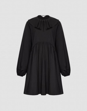 Urban Revivo Ruffle Collar A-Line Women's Dress Black | EMGXCVL-13