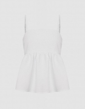 Urban Revivo Ruffle Hem Women's Camisole White | DPUIVHK-71