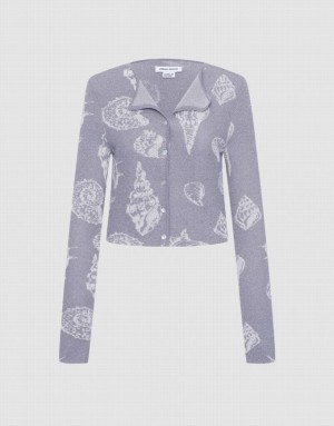 Urban Revivo Seashell Button Up Women's Cardigan Grey | RFSAWCE-89