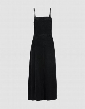 Urban Revivo Skinny Midi Women's Denim Dress Black | UVKQDXG-29