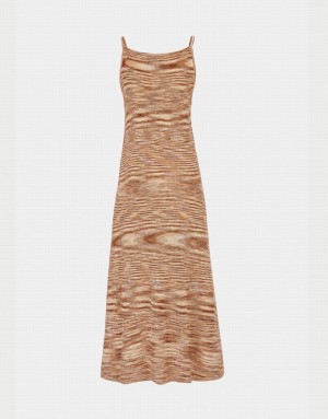 Urban Revivo Sleeveless Crew Neck Women's Knitted Dress Khaki | QGECBRS-34