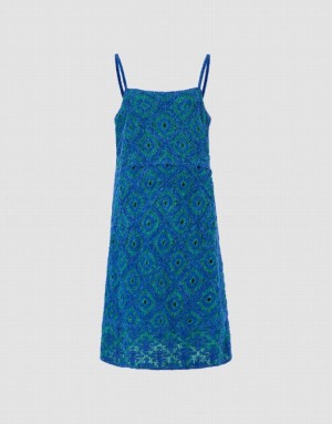 Urban Revivo Sleeveless Off-Shoulder Women's Knitted Dress Blue | KUPXMIB-76