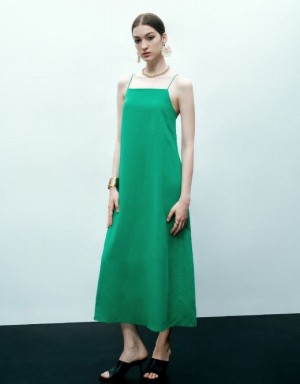 Urban Revivo Sleeveless Straight Women's Dress Green | UTREKOY-13