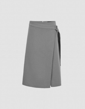 Urban Revivo Split Hem A-Line Women's Skirts Grey | BYWIPXA-52