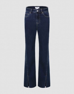 Urban Revivo Split Hem Flare Women's Jeans Blue | SOARTFI-41