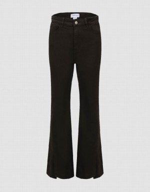 Urban Revivo Split Hem Flare Women's Jeans Brown | CMJNDVG-74