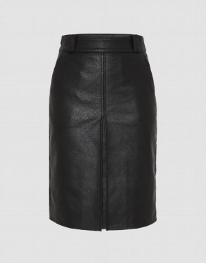 Urban Revivo Split Hem Midi Straight Women's Skirts Black | VUHNXGJ-91