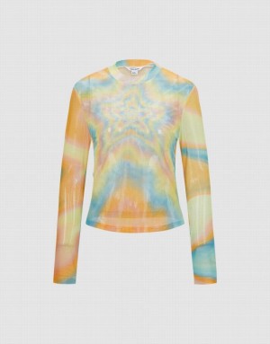 Urban Revivo Star Print Mesh Women's T-Shirts Multicolor | LJTSYDM-47