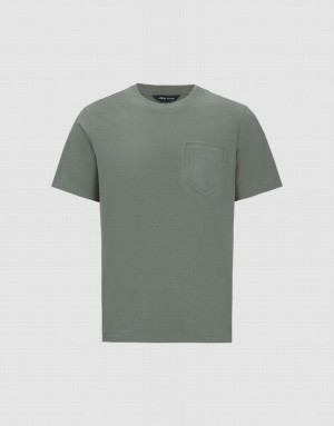 Urban Revivo Straight Crew Neck Men's T-Shirts Green | KHRLTOA-37