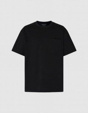 Urban Revivo Straight Crew Neck Men's T-Shirts Black | FHTRZSK-30