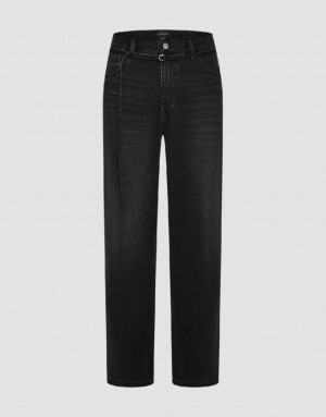 Urban Revivo Straight Men's Jeans Black | XHGZVJM-87