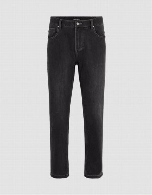 Urban Revivo Straight Men's Jeans Black | ELGRCJF-89