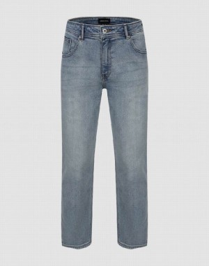 Urban Revivo Straight Men's Jeans Blue | ZAOJEDR-23